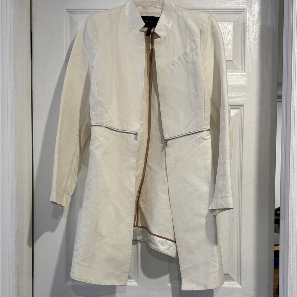 BCBGMaxAzria Cream Jacket with Tan Trim
